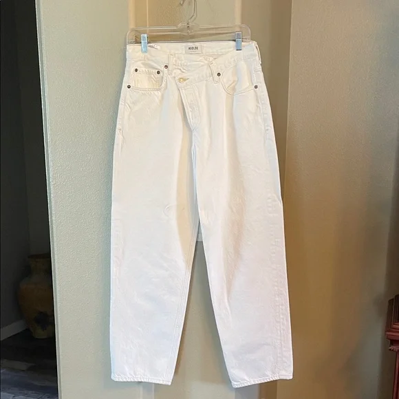 Agolde Women's White Asymmetrical Jeans - Picture 1 of 3